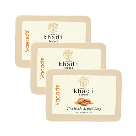Buy Vagad's Khadi Herbal Gramodaya Almond Soap 125 gm | Refreshing Bathing Bar | Goodness of Almond Oil | Free from Parabens | Silicon Free (Pack of 3)-Purplle
