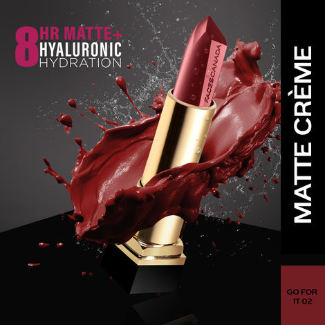 Buy FACES CANADA ComfyMatte Creme Lipstick - Go For It 02 4.2g I Long Stay I No Dryness I Hydrating I Hyaluronic Acid I Cocoa Butter I Cruelty-free-Purplle