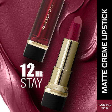 Buy FACES CANADA Comfy Matte Creme Lipstick - Told You So, 4.2 gm| Long Stay | Creamy Matte Finish | Intense Color | Hydrating & Nourishing | Smooth Application-Purplle