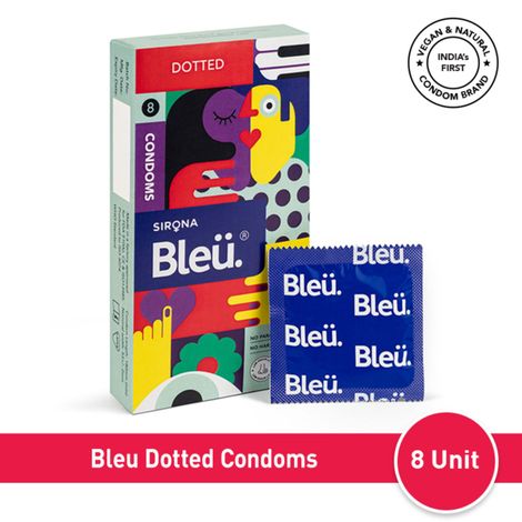 Buy Sirona Bleu Dotted Condoms for Men, Extra Dots for Her Extra Stimulation,  8 Units 8 Units-Purplle