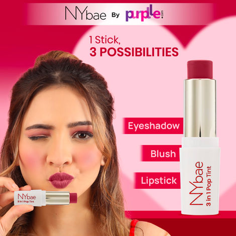 Buy NY Bae 3 in 1 Pop Tint | Lip & Cheek Tint | Lipstick | Eyeshadow | Red Blush | Eyeryday Glow Stick | Dewy Finish | Rose Dew 05 (4.5g)-Purplle