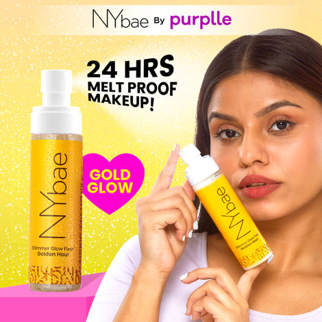 Buy NY Bae Shimmer Glow Fixer - Golden Hour (110 ml) | Setting Spray | Gold Glow | Dewy Korean Skin | Makeup Fixer | Sets Makeup | Strobe Glow | Crease-Free-Purplle