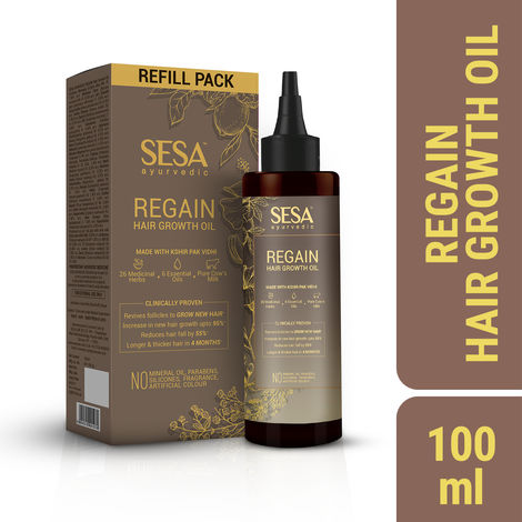 Buy SESA Ayurvedic Regain oil Refill pack I Reduces Hairfall I Hair grwoth Oil I Boosts Hair Growth I 100% Natural I Ayurvedic certified | Clinically Proven 100 ml-Purplle
