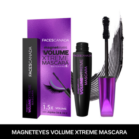 Buy FACES CANADA Magneteyes Volume Xtreme Mascara - Black, 8 gm | Lengthens Lashes | Waterproof | Quick Drying | Long Wear | Intense Black Finish | Lightweight | Enriched With Jojoba Oil & Vitamin B-Purplle