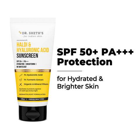 Buy Dr. Sheth's Haldi & Hyaluronic Acid Sunscreen - 50 gm-Purplle