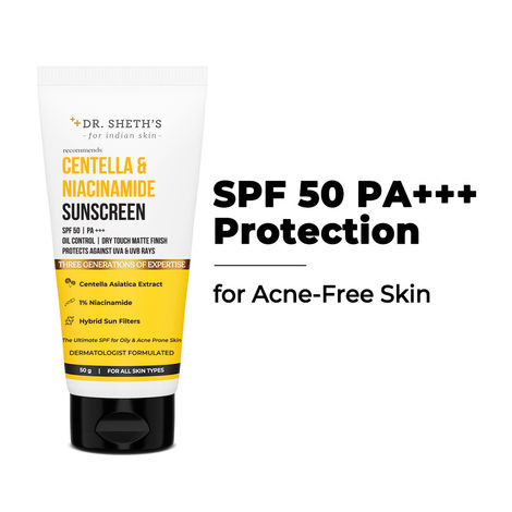 Buy Dr. Sheth's Centella & NiacinamideA OilA Control Sunscreen - 50 gm-Purplle