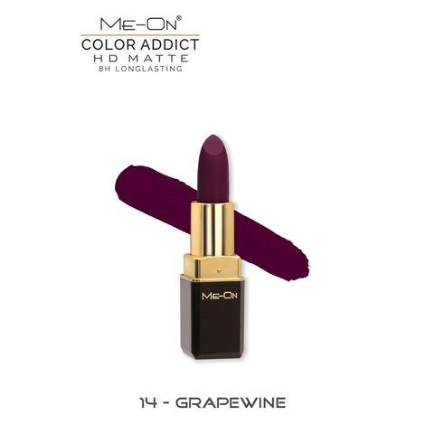 Buy Me-ON Color Addict HD Matte 8H Longlasting Lipstick Shade# 14 (4 gm)-Purplle
