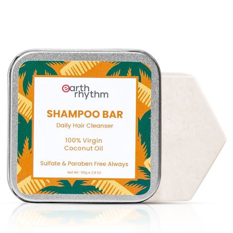 Buy Earth Rhythm 100% Virgin Coconut Oil Shampoo Bar | Restores Shine, Deeply Nourishes Hair, Stimulates Hair Growth | for All Hair Type | Men & Women | With Tin - 80 G-Purplle