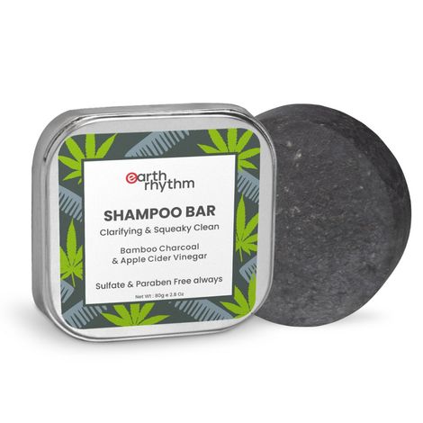 Buy Earth Rhythm bamboo Charcoal & apple cider vineger Shampoo Bar | Clarify scalp, Strengthen Roots, Revitalise Hair | for Oily Scalp | Men & Women | With Tin - 80 G-Purplle