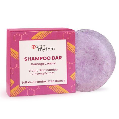 Buy Earth Rhythm Shampoo Bar With Biotin, Niacinamide & Ginseng Extract | Controls Heat Damage, Restores Suppleness | for Damaged & Lifeless Hair | Men & Women | Without Tin - 80 G-Purplle