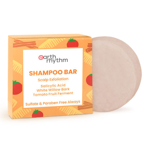 Buy Earth Rhythm Exfoliating Shampoo Bar With Salicylic Acid, White Willow Bark & Tomato Fruit Ferment | Exfoliates Dandruff, Control Sebum Production | for Oily Flaky & Dandruff Scalp | Men & Women | Without Tin - 80 G-Purplle