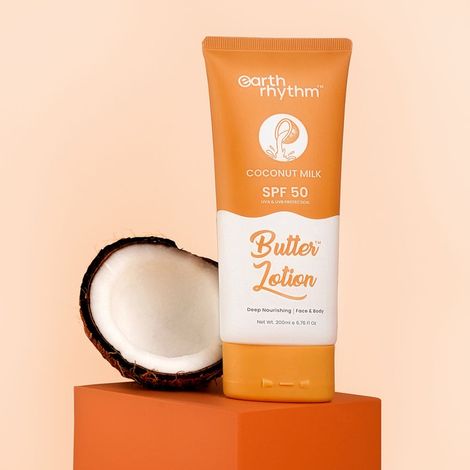 Buy Earth Rhythm Coconut Milk SPF 50 Butter Lotion |UVA & UVB Protection | for Face & Body - 200 ML-Purplle