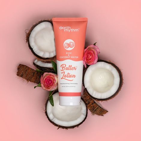 Buy Earth Rhythm Rose & Coconut Water Butter Lotion|Soothes Skin, Deeply Nourishes, Intensely Moisturises|for All Skin Types |for Face & Body | Men & Women - 200 ML-Purplle