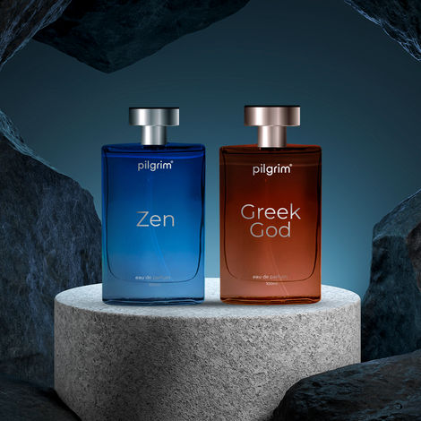 Buy Pilgrim Zen Perfume for Men + Greek God Perfume (Eau de parfum) With Musk, Smoky Cedarwood & Sandalwood, Aqua Notes & Aromatic Vetiver | 8hrs+ Long lasting Perfume for Men, Combo Pack - Combo of 2-Purplle