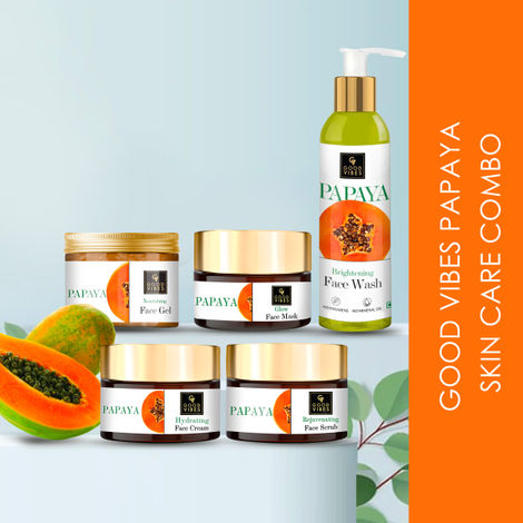 Buy Good Vibes Papaya Skin Care Combo (Set of 5) - Face Wash 200ml, Scrub 50g, Mask 50g, Gel 50g & Face Cream-Purplle