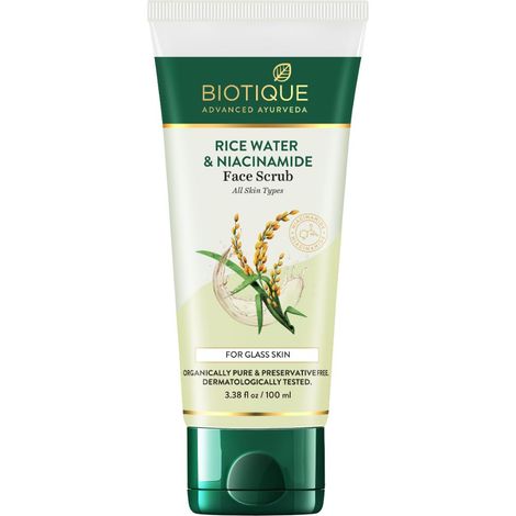 Buy BIOTIQUE RICE WATER & NIACINAMIDE Gel Face Scrub (100 ml)-Purplle