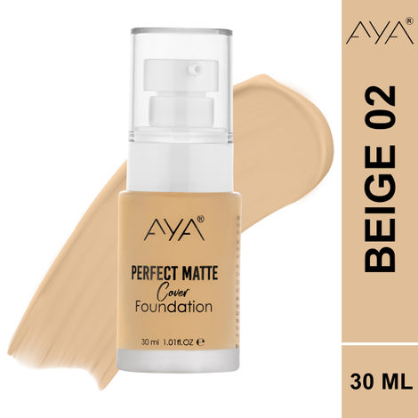 Buy AYA Perfect Matte Cover Foundation 30 ml, 02 Beige | Water Resistent, Full Coverage, Light Weight, Hydrating |-Purplle