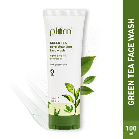 Buy Plum Green Tea Pore Cleansing Face Wash Gel With Glycolic Acid - Fights Pimples & Acne, Controls Oil 100ml-Purplle