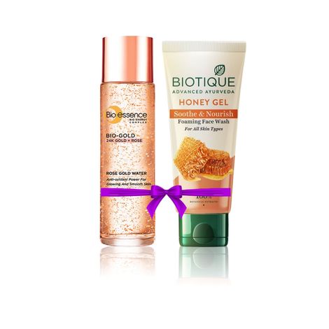 Buy Biotique Honey Gel Soothe & Nourish Foaming Face Wash (100 ml) + Bio-essence Bio-Gold Rose Gold Water Essence (100 ml) speacial combo-Purplle