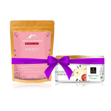 Buy Alps Goodness Powder - Rose Petal (50 gm) + Good Vibes Apple Cider Vinegar Smoothening Hair Mask (200 gm) special combo-Purplle