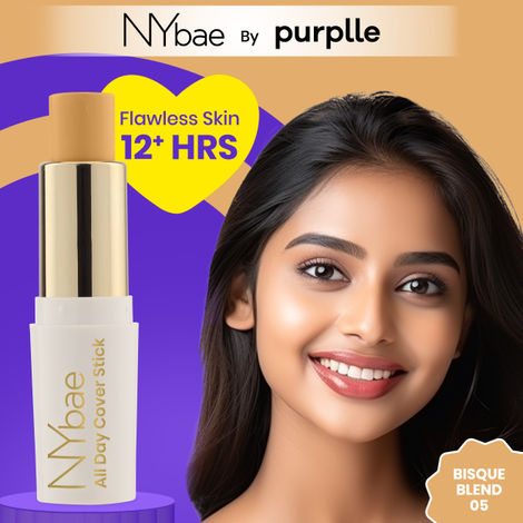 Buy NY Bae All Day Cover Stick - Bisque Blend 05 (4.2 gm) | Foundation Stick | Concealer | Bronzer | Colour Corrector | Highlighter | Face Makeup-Purplle
