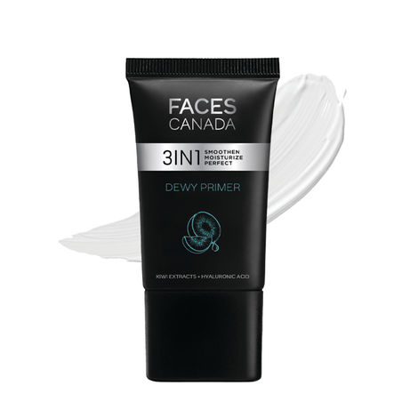 Buy FACES CANADA Dewy Primer 30g | Hyaluronic acid | Lightweight | Nonsticky | Kiwi Extract | Snow mushroom | Vit C&E | Paraben Free | Alcohol Free | No Mineral Oil | Vegan | Cruelty Free-Purplle