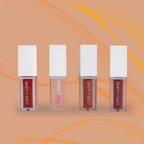 Buy Cuffs N Lashes Combo Pack of Set of 4 Lip Gloss ( Multiverse-01, Rumour-03, Peach Me-05, Just Like Magic-07 )-Purplle