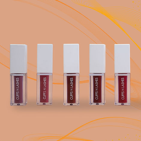 Buy Cuffs N Lashes Combo Pack of Set of 5 Matte Liquid Lipstick ( Arabian Nights 02, Duggs 04, Vaari Jawan 06, 2015 08, Heyllo 10 )-Purplle