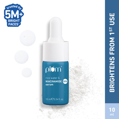 Buy Plum 10% Niacinamide Face Serum | with Rice Water & Squalane| Brightens Skin | Clears Blemishes | Suits All Skin Types | Fragrance-Free | 10 ml-Purplle