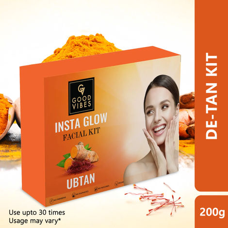 Buy Good Vibes Ubtan Insta Glow Facial Kit | De- Tan skin, Can Be Used Up to 30 Times (Usage May Vary by Individual) (200 gm)-Purplle