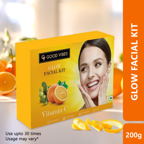 Buy Good Vibes Vitamin C Glow Facial Kit | Brighter Skin, Can Be Used Up to 30 Times (Usage May Vary by Individual) (200 gm)-Purplle