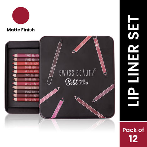 Buy Swiss Beauty Bold Matte Lip Liner - Multicolor (1.6 g*12)-Purplle