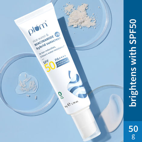 Buy Plum 2% Niacinamide Sunscreen SPF 50 PA+++ With Rice Water - No White Cast, Brightens, Dermat-Tested 50 gm-Purplle