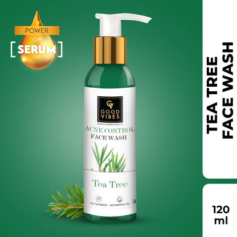 Buy Good Vibes Tea Tree Acne Control Face Wash with Power of Serum (120 ml)-Purplle