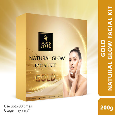 Buy Good Vibes Gold Natural Glow Facial Kit | Parlour wala glow at home, Can Be Used Up to 30 Times (Usage May Vary by Individual) (200 gm)-Purplle