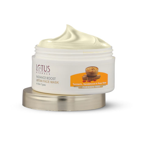 Buy Lotus Herbals Radiance Boost Ubtan Face Mask | Turmeric, Sandalwood and Rose Water | Glowing Skin |Reducing Dark Spots | Paraben free |Mineral Oil Free | 100gm-Purplle