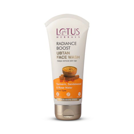 Buy Lotus Herbals Radiance Boost Ubtan Face Wash | Turmeric, Sandalwood and Rose Water | Glowing Skin |Reducing Dark Spots | Paraben free |Mineral Oil Free| 100gm-Purplle