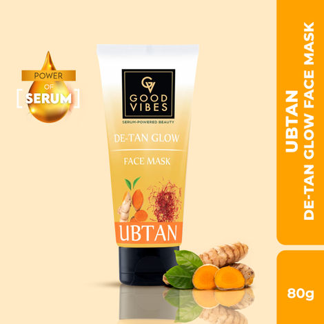 Buy Good Vibes De Tan Glow Ubtan Face Mask | Brightening, Exfoliation, De-Tanning, Glow-Boosting (80 gm)-Purplle