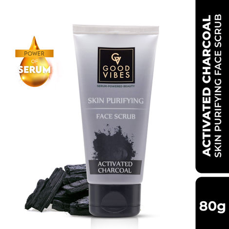 Buy Good Vibes Skin Purifying Activated Charcoal Face Scrub | Deep Cleansing, Anti-Acne, Removes Blackhead | (80 gm)-Purplle