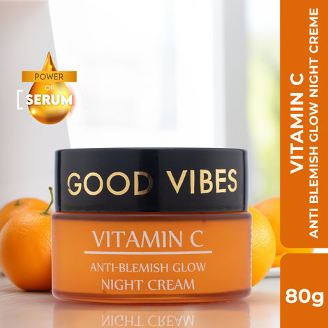 Buy Good Vibes Anti-Blemish Vitamin C Glow Night Cream | Spotless, Brightening, Depigmentation, Reduces dark spot, Skin renewing, Sleep treatment (80g)-Purplle
