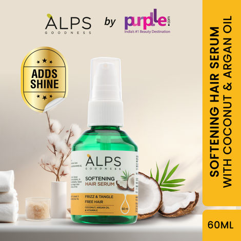 Buy Alps Goodness Softening Hair Serum with Coconut, Argan Oil & Vitamin E 60ml I Smooth Hair I Hair Repair Serum I For all hair types I Frizz Control-Purplle