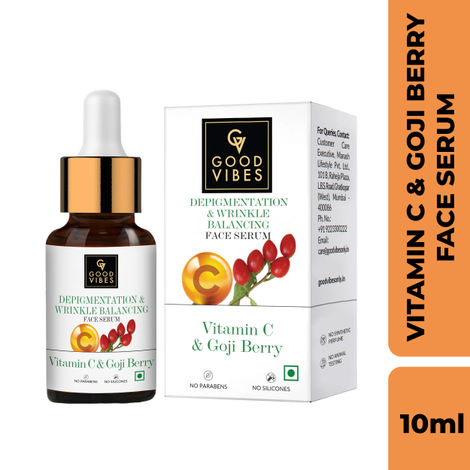 Buy Good Vibes Vitamin C & Goji Berry Depigmentation & Wrinkle Balancing Face Serum | Lightening | With Aloe Vera | No Parabens, No Sulphates (10 ml)-Purplle
