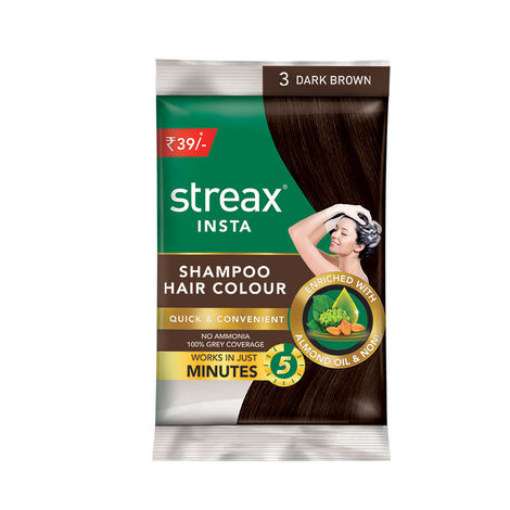 Buy Streax Insta Shampoo Hair Colour - Dark Brown (25 ml)-Purplle