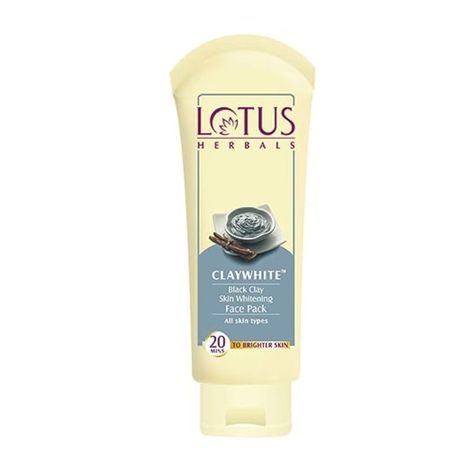 Buy Lotus Herbals Claywhite Black Clay Face Pack | Detans Skin & Unclogs Pores | 120g-Purplle