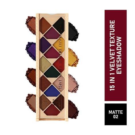Buy Half N Half 15 in 1 Velvet Texture Eyeshadow Matte Palette, Flawless Shades, Easy to Blend, , Waterproof Durable Highly Pigmented Eye Makeup Set Gift for Women, Multicolour - 02 (12gm)-Purplle