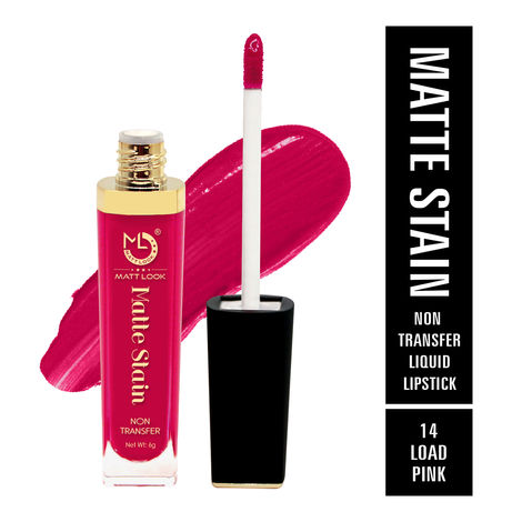 Buy Mattlook Lip Gloss Creamy Matte Stain Lipstick, Non Transfer, Highly Pigmented Colour, Long Lasting, Waterproof, Liquid Lipstick, Load Pink (6gm)-Purplle