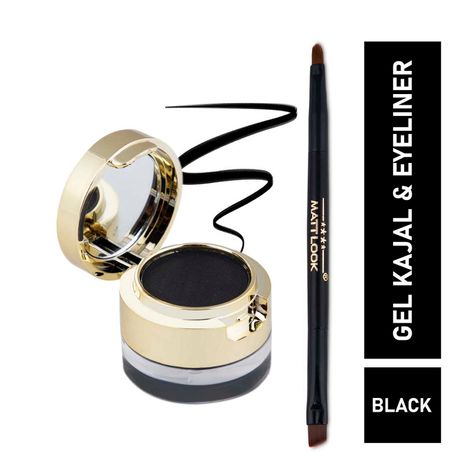 Buy Matt look Fashion Eye Makeup Gel Kajal & Cake Eyeliner 24H Stay, Black (4gm+3gm)-Purplle