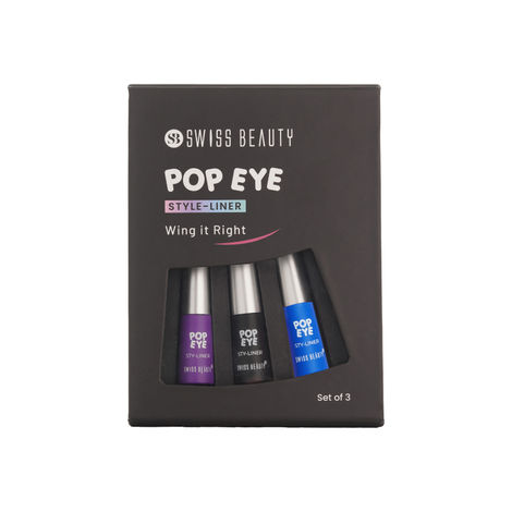 Buy Swiss Beauty Pop Eyeliner | Waterproof and Long lasting Liquid Eyeliner|Quick Drying| Onyx Black | Blue | Plump Purple| Pack of 3-Purplle