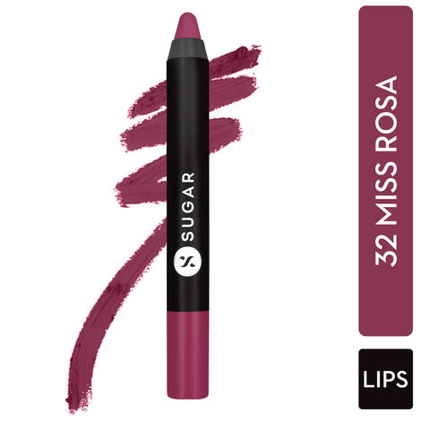 Buy SUGAR Cosmetics Matte as Hell Crayon Lipsticks for Women | Lasts Up To 8+ Hours | Lip Crayon with Sharpener | 2.5gm - 32 Miss Rosa-Purplle