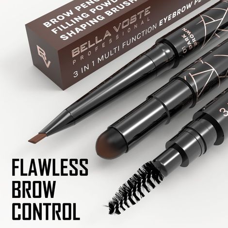 Buy Bella Voste Professional 3-in-1 Eyebrow Pencil - Waterproof, Smudgeproof Natural Look, Brown Color-Purplle